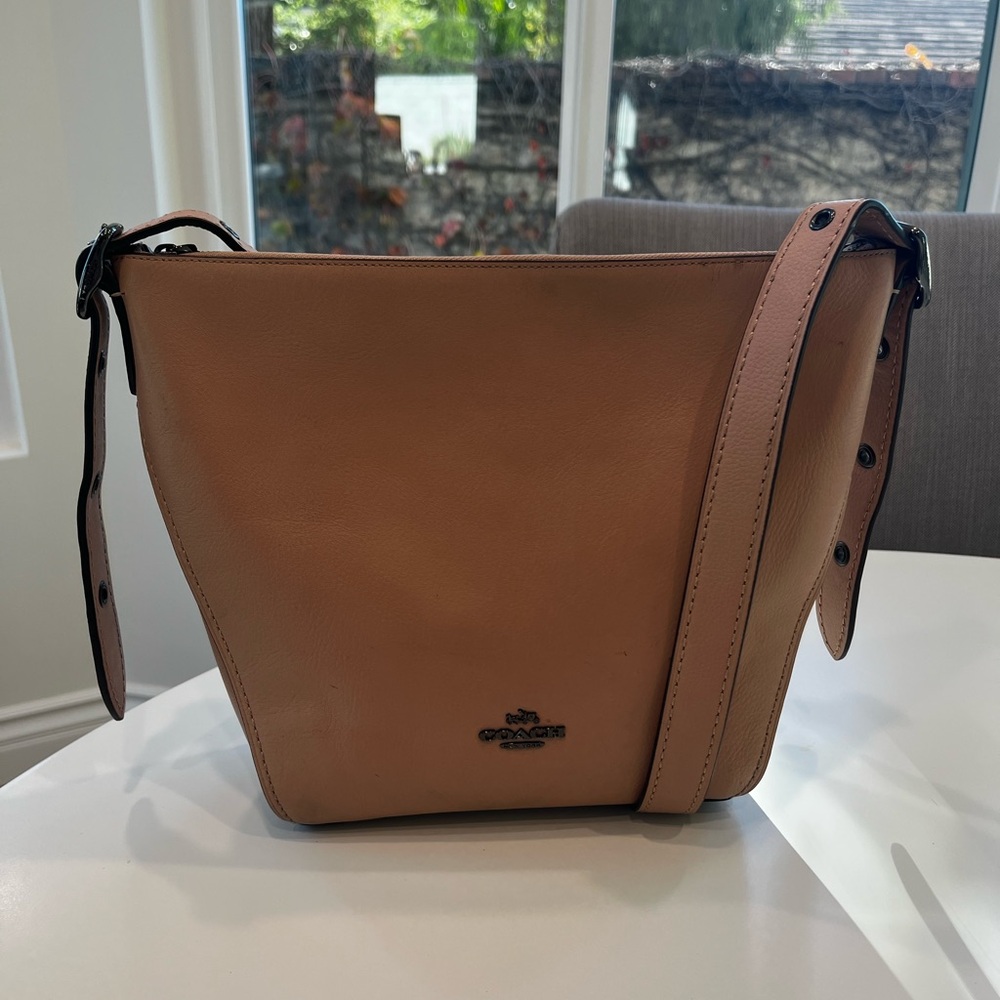 Coach Small Dufflette Leather Crossbody Bag Beachwood - Picture 16 of 16